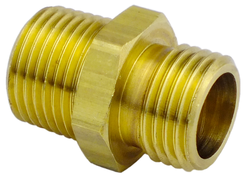 Adapter, Straight, M16 x 1.5(M) x 3/8 NPT(M), Brass (#1000559)