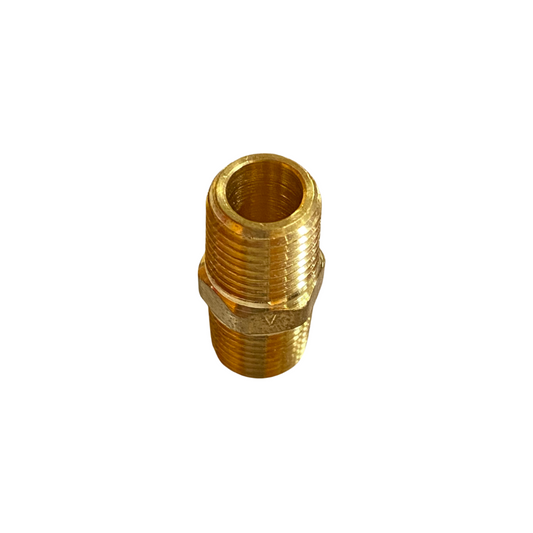 Hex Pipe Nipple 1/4(M) NPT x 1/4 (M) NPT - Brass (#2100067)