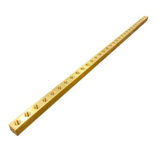 Brass Bar for Remote Grease Banks: 5/8" x 24" Long Square Bar with 32 - 1/8"-28 Holes at 3/4" (#4100222)