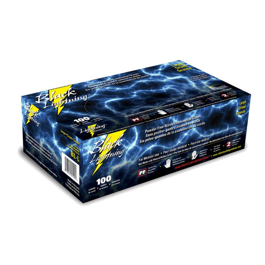 Black Nitrile Powder-Free Gloves (Black Lightning, Large, Box of 100)